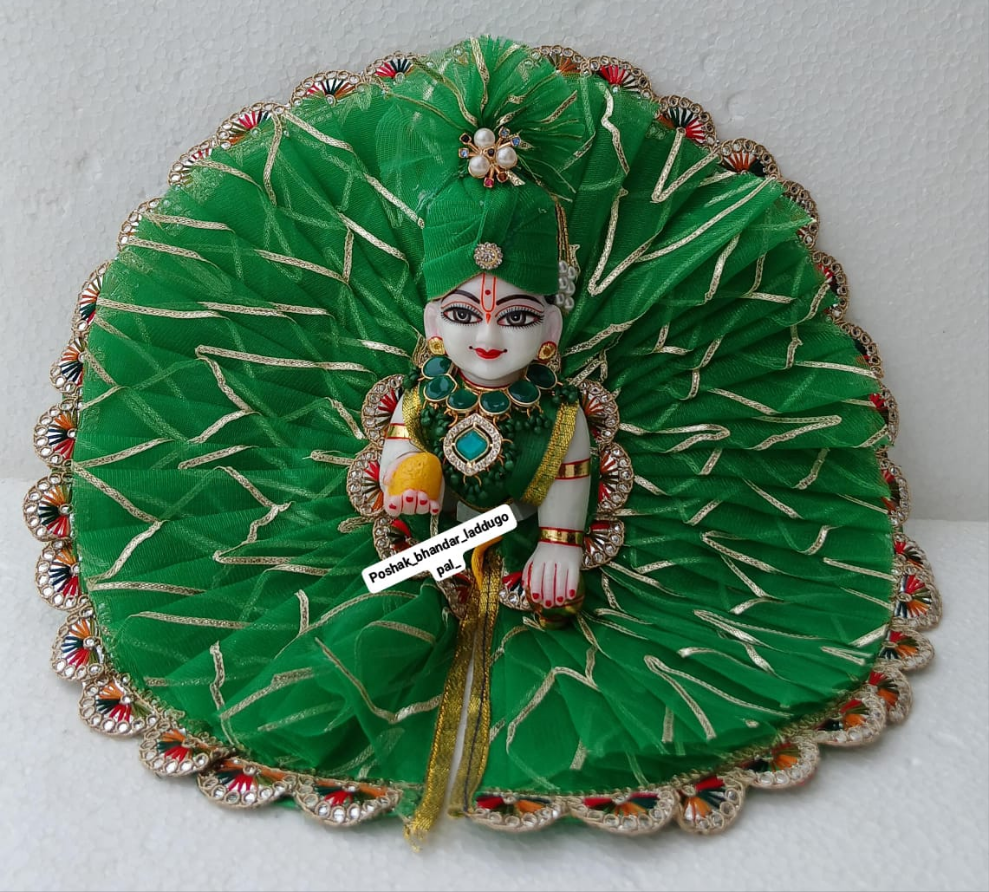 Green gota Patti dress with pagdi 5/6 no.