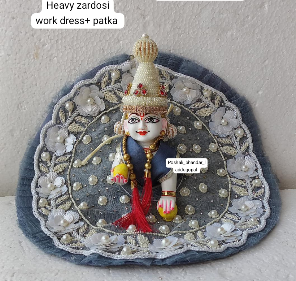 Grey colour dress with Bengali mukut ( handwork dress )