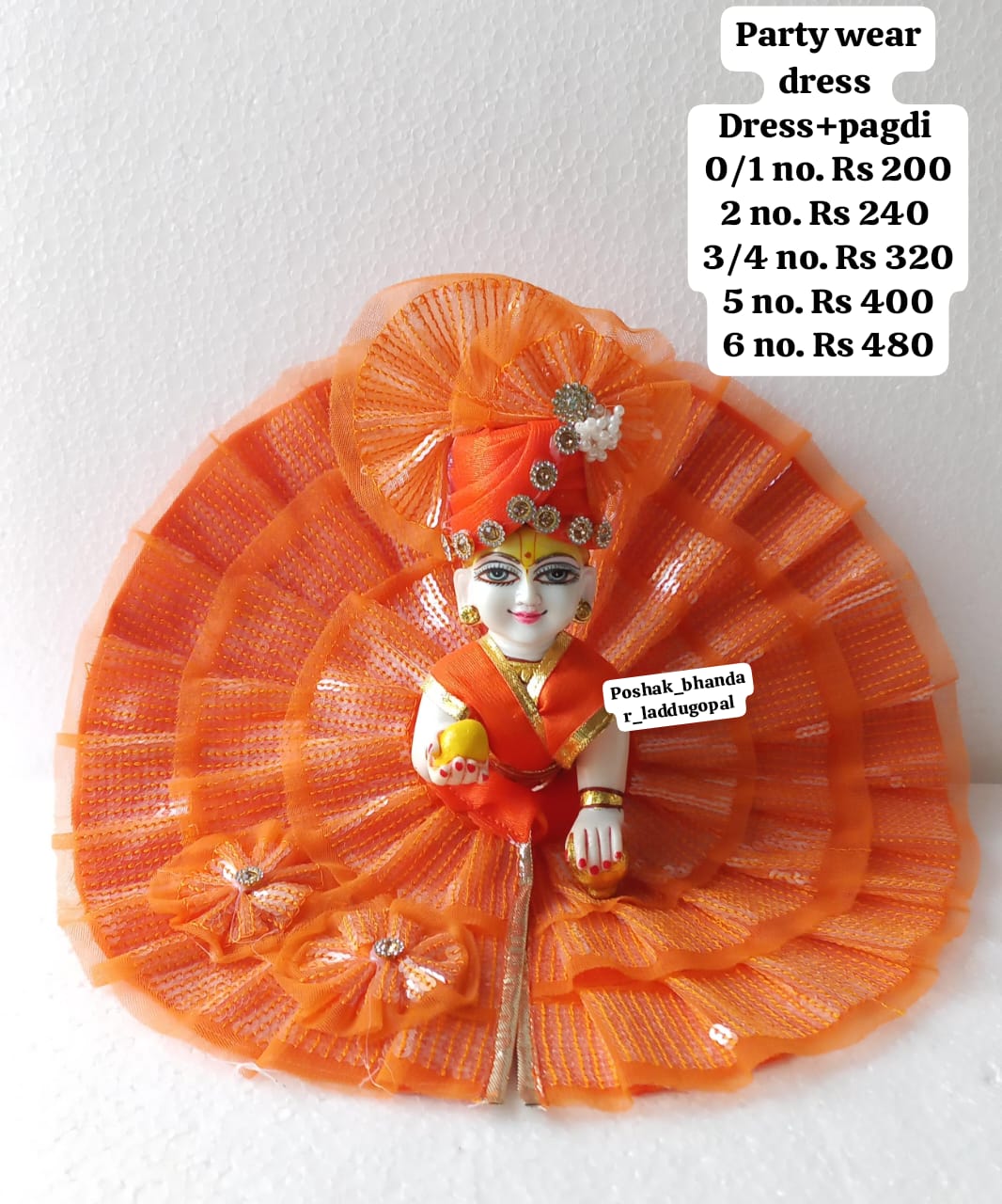 Orange colour dress with pagdi sequence work 2 no only