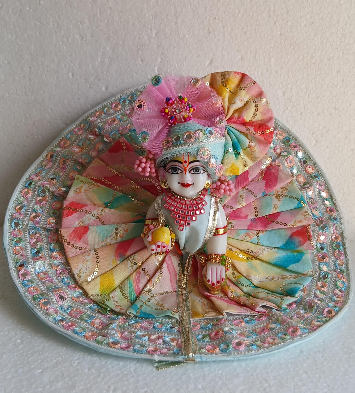 Pastel colour dress with pagdi