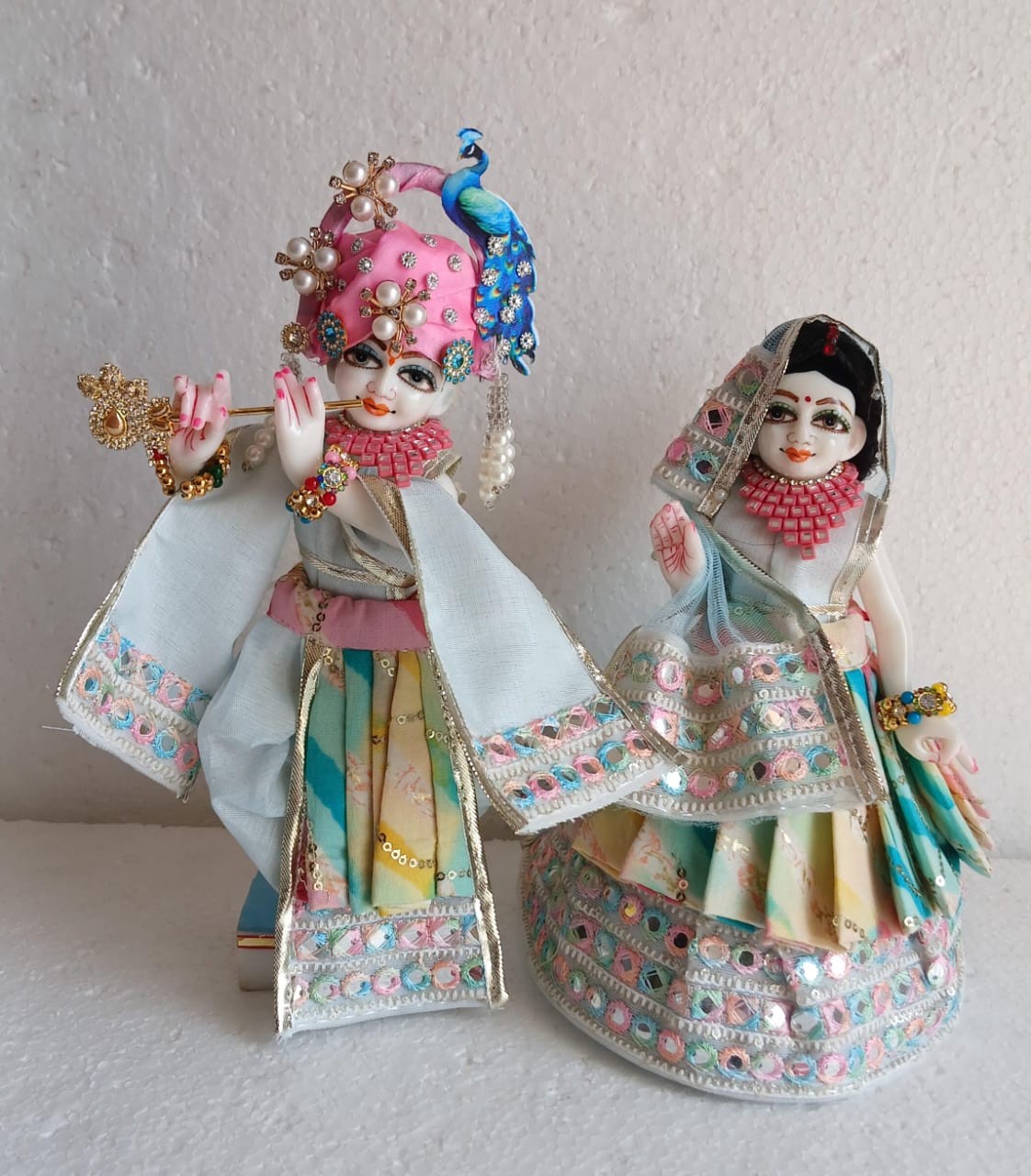 Radha krishna pastel colour dress