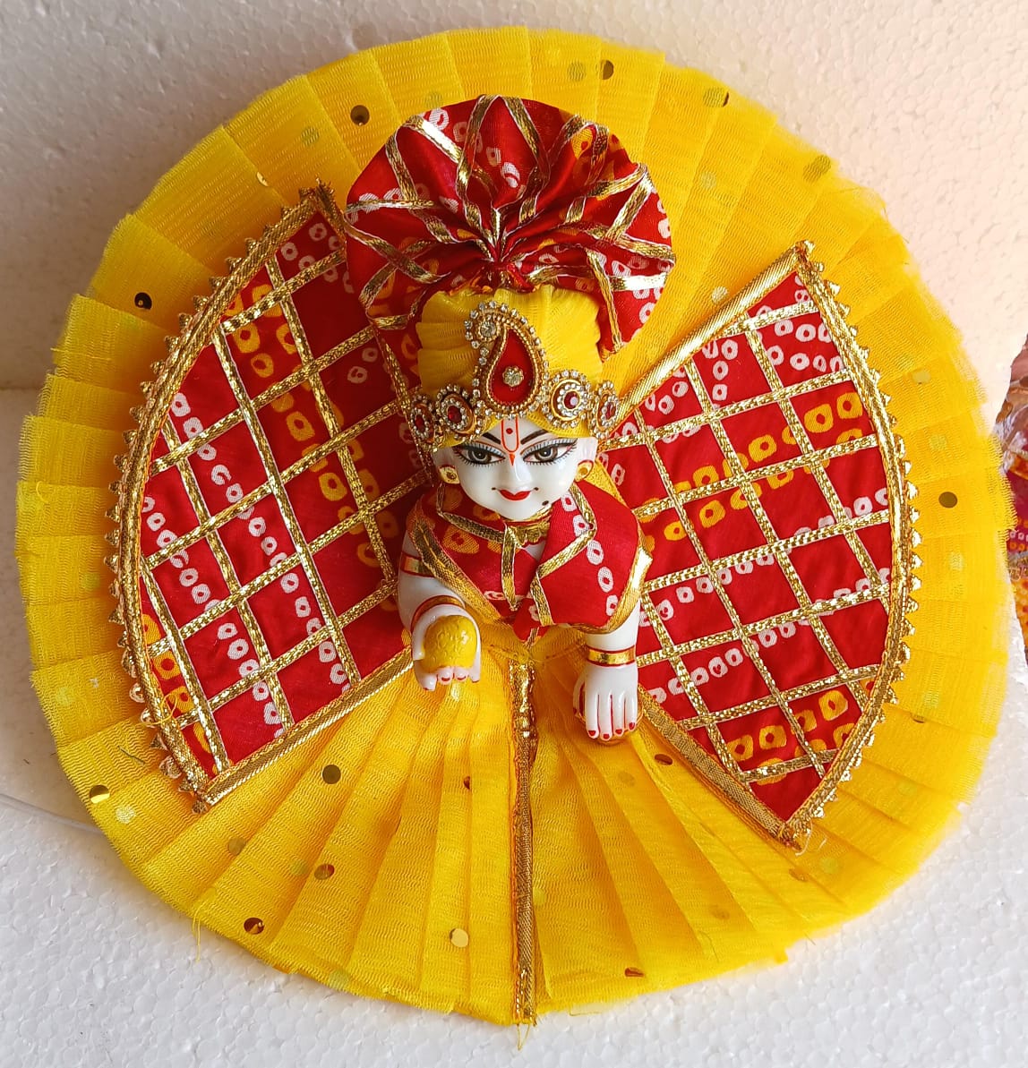 Red-yellow Butterfly dress with pagdi 6/7 no. Only