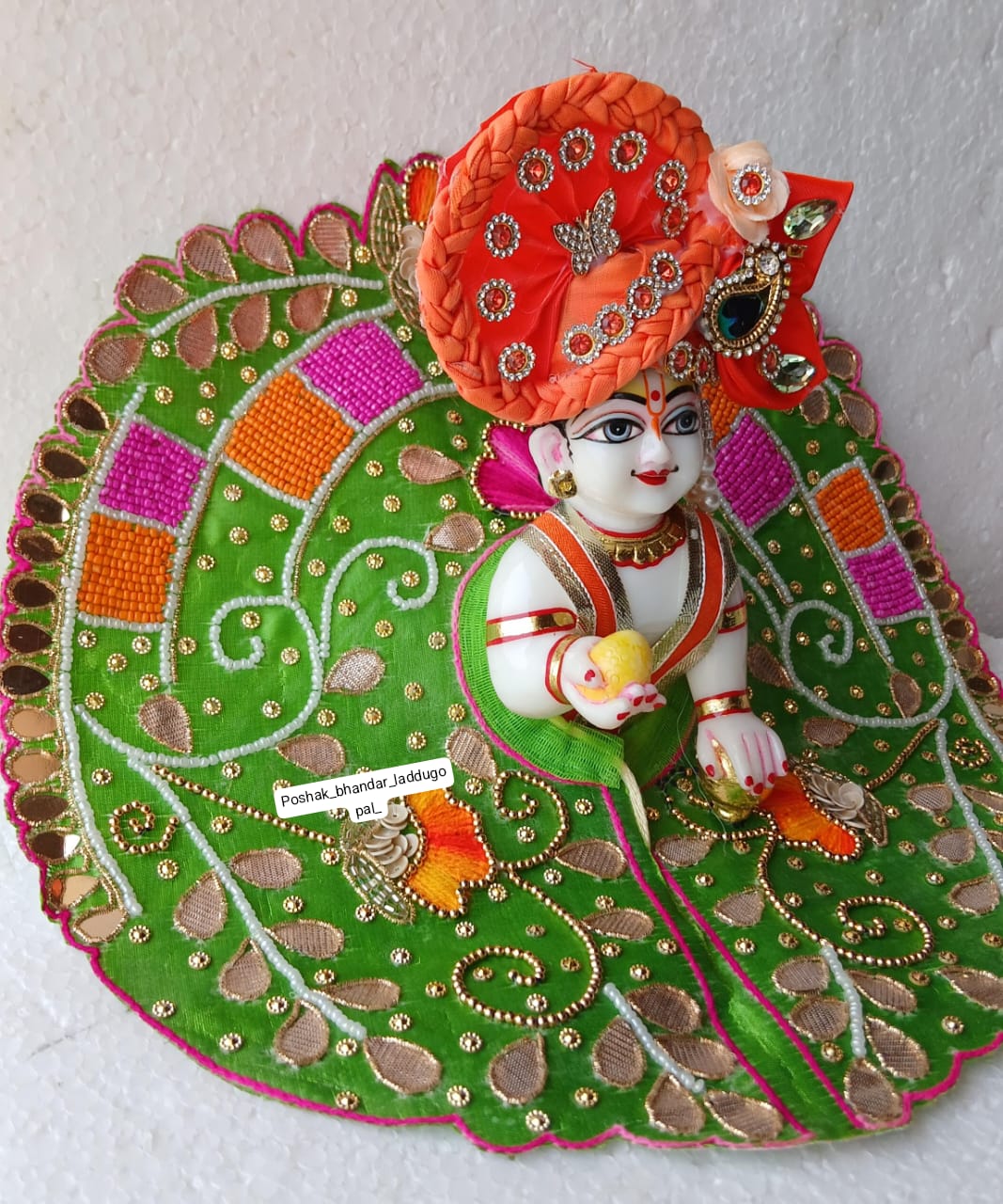 2/6 no. Green handwork dress with pagdi