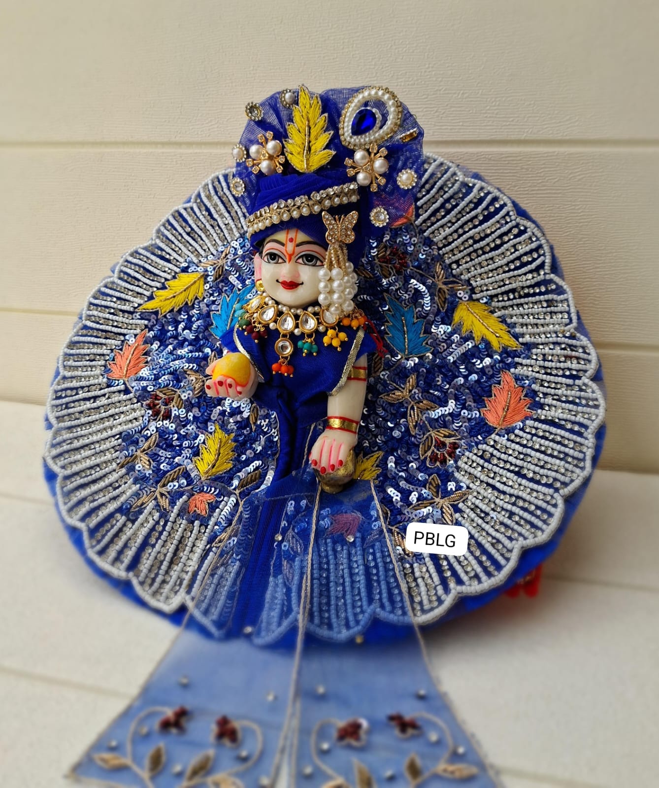 Blue handwork dress with pagdi and patka