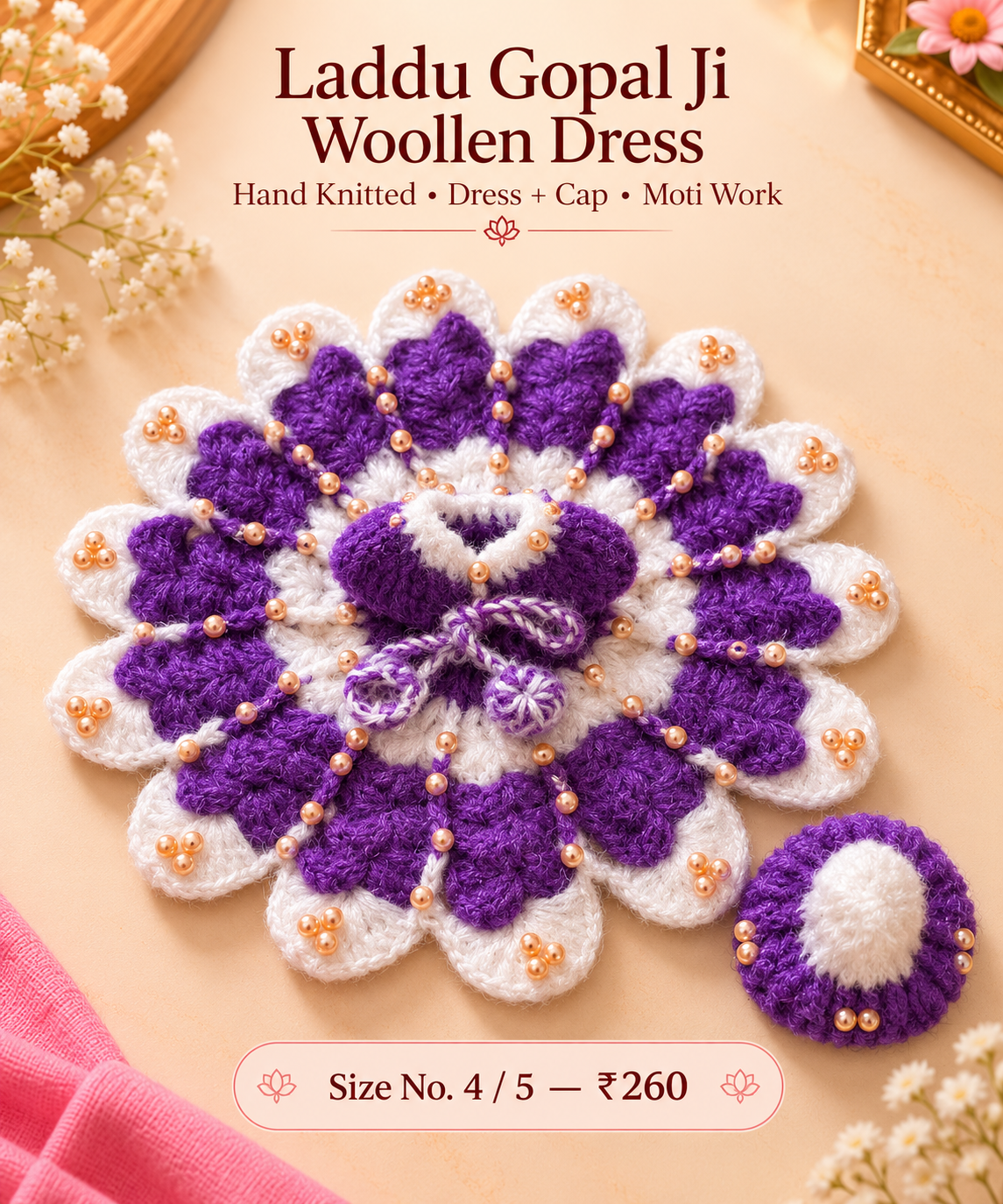 Moti Woolen poshak + cap ( 4/5 no.)