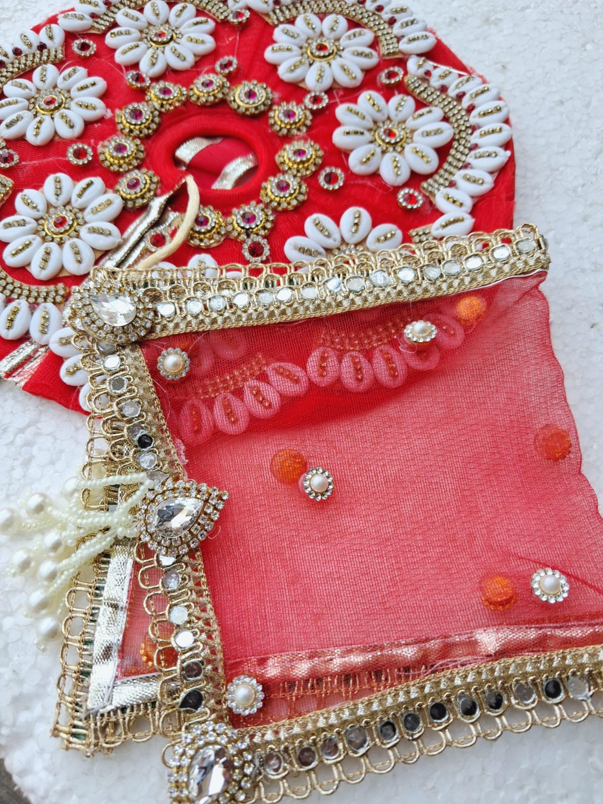 Red heavy dress with heavy duppata 3/4 no.