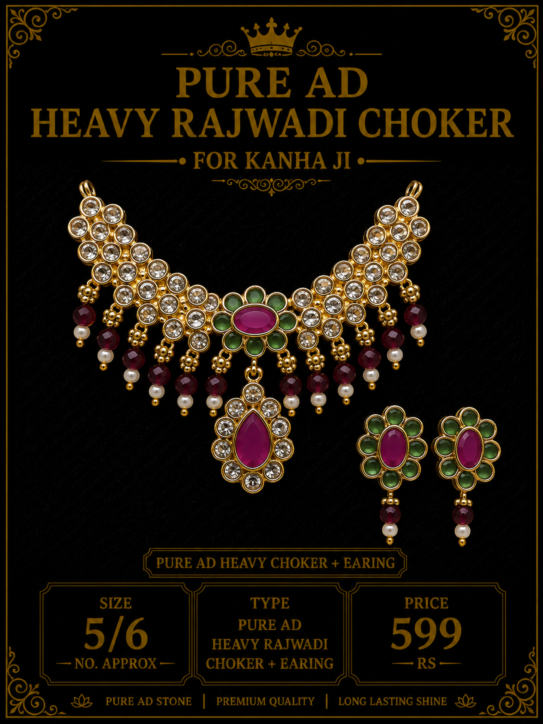 Pure ad heavy rajwadi choker + earing