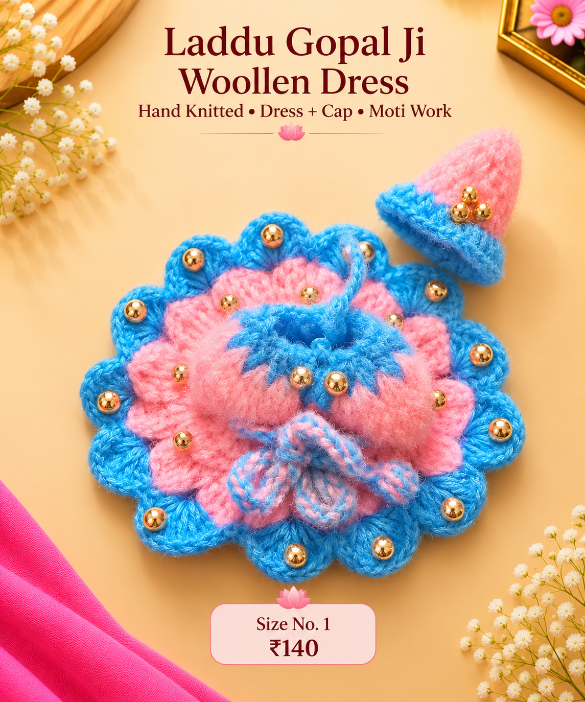 Moti Woolen poshak + cap ( 1 no. )