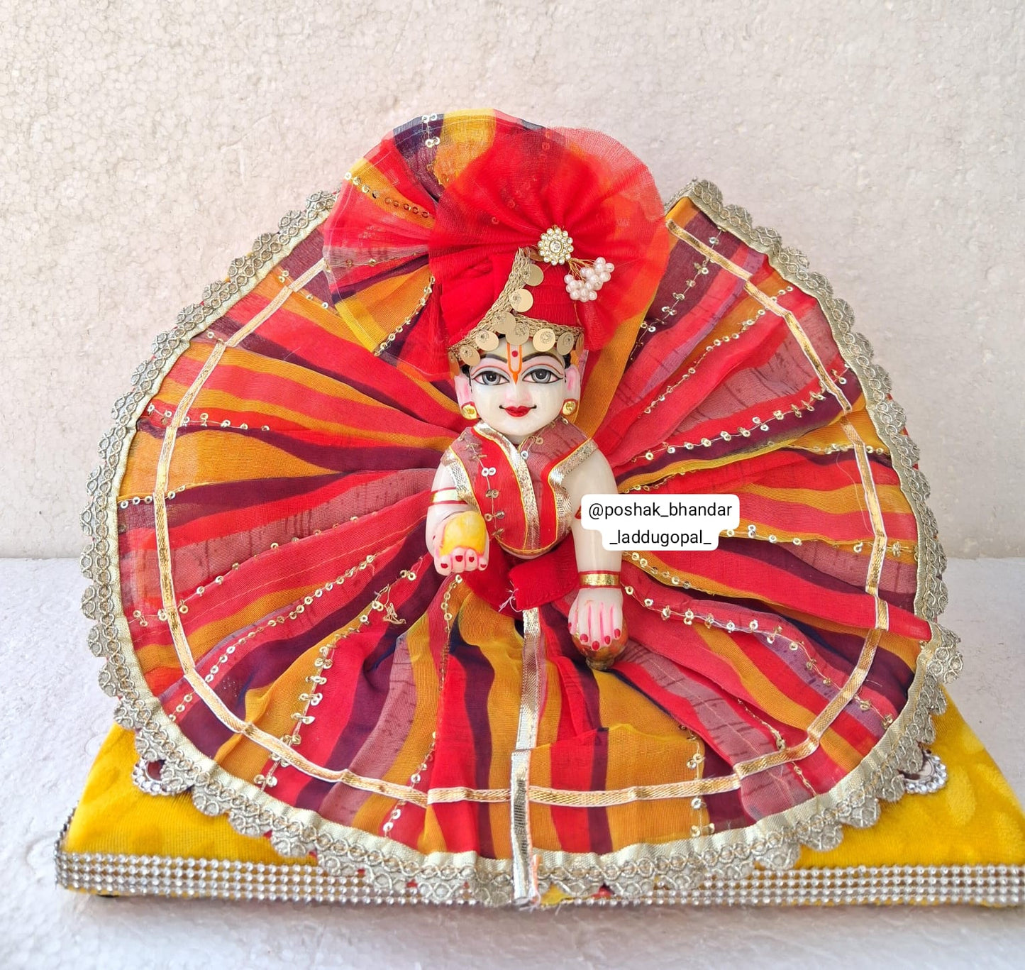 Multicolored dress with pagdi