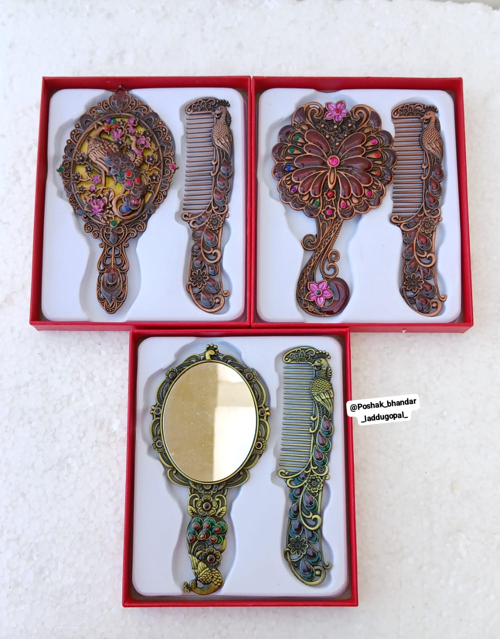 Heavy mirror comb set ( rajwadi )