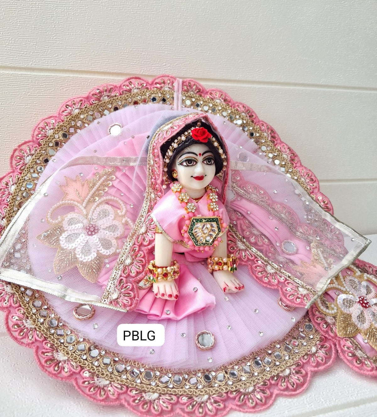 Pink heavy patka dress with duppata