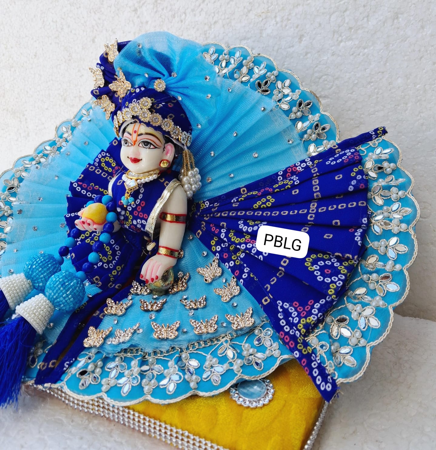 Sky blue heavy dress with pagdi and patka