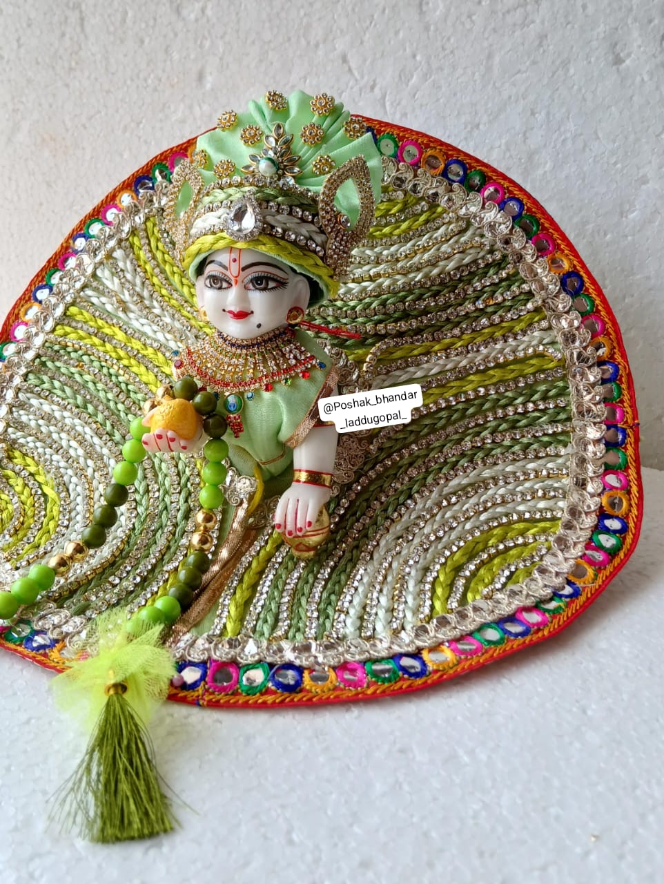 Green colour heavy work dress