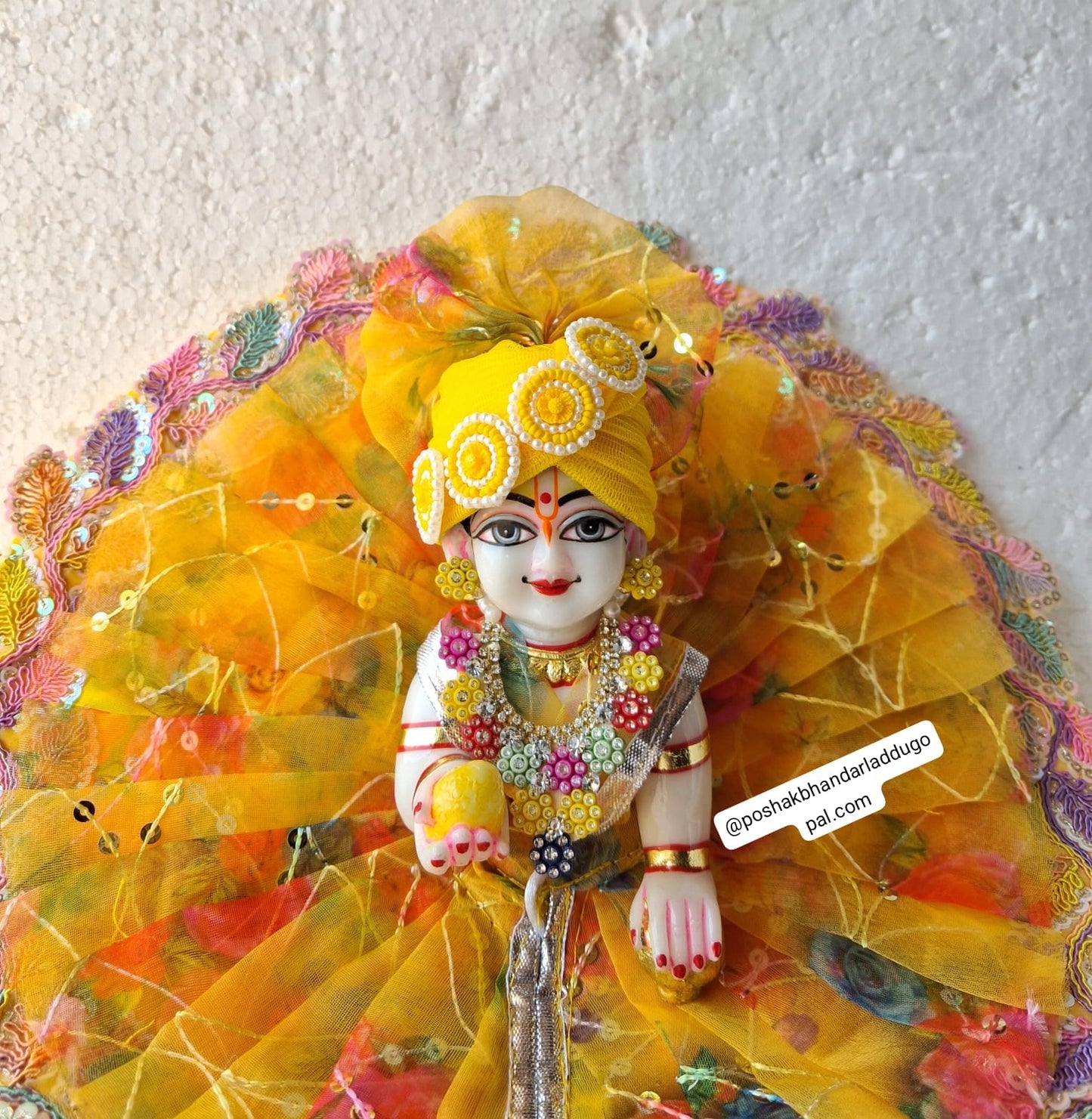 Yellow organza dress with pagdi 3 to 7 size