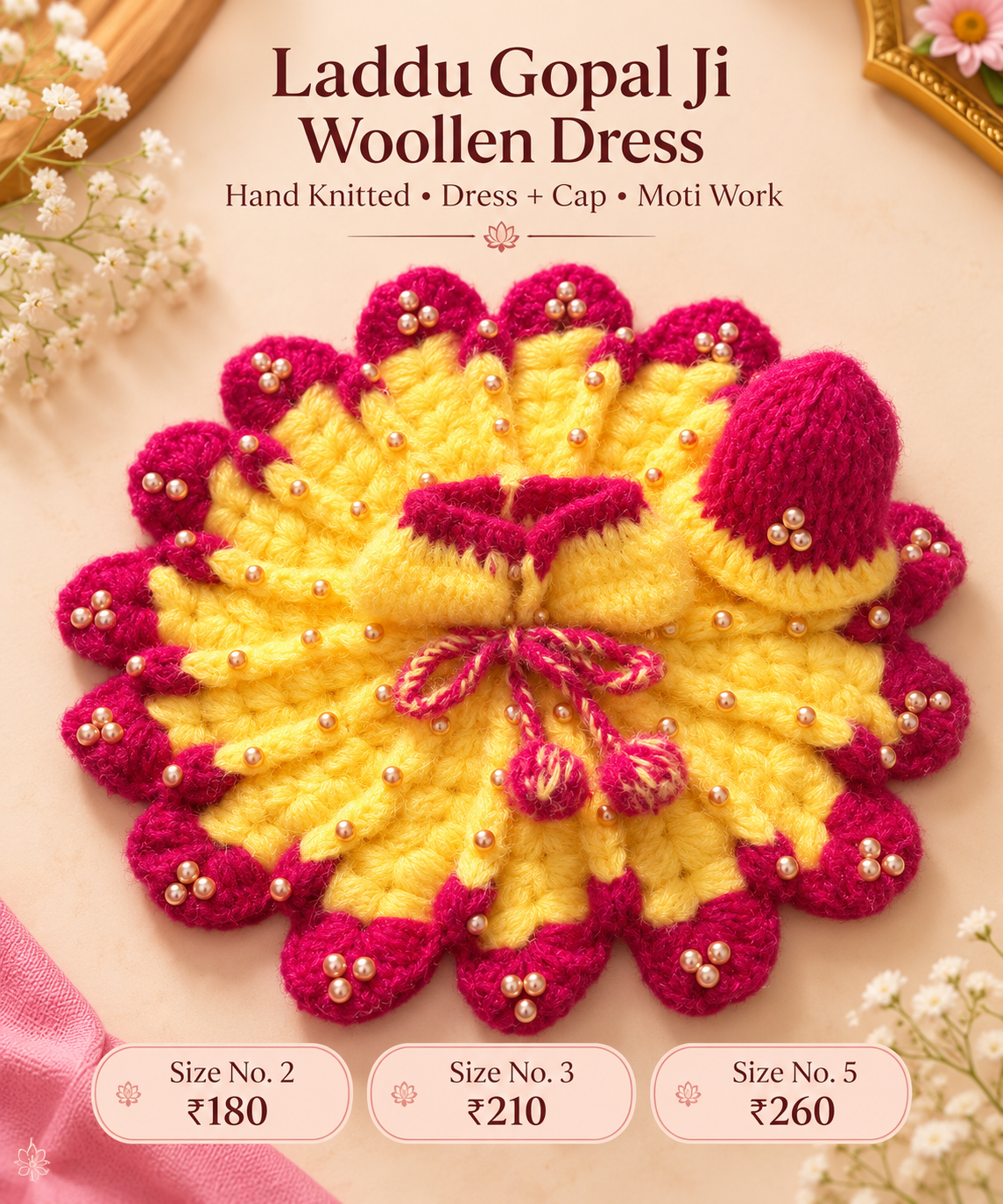Moti Woolen poshak + cap ( 2/3/5 no. )