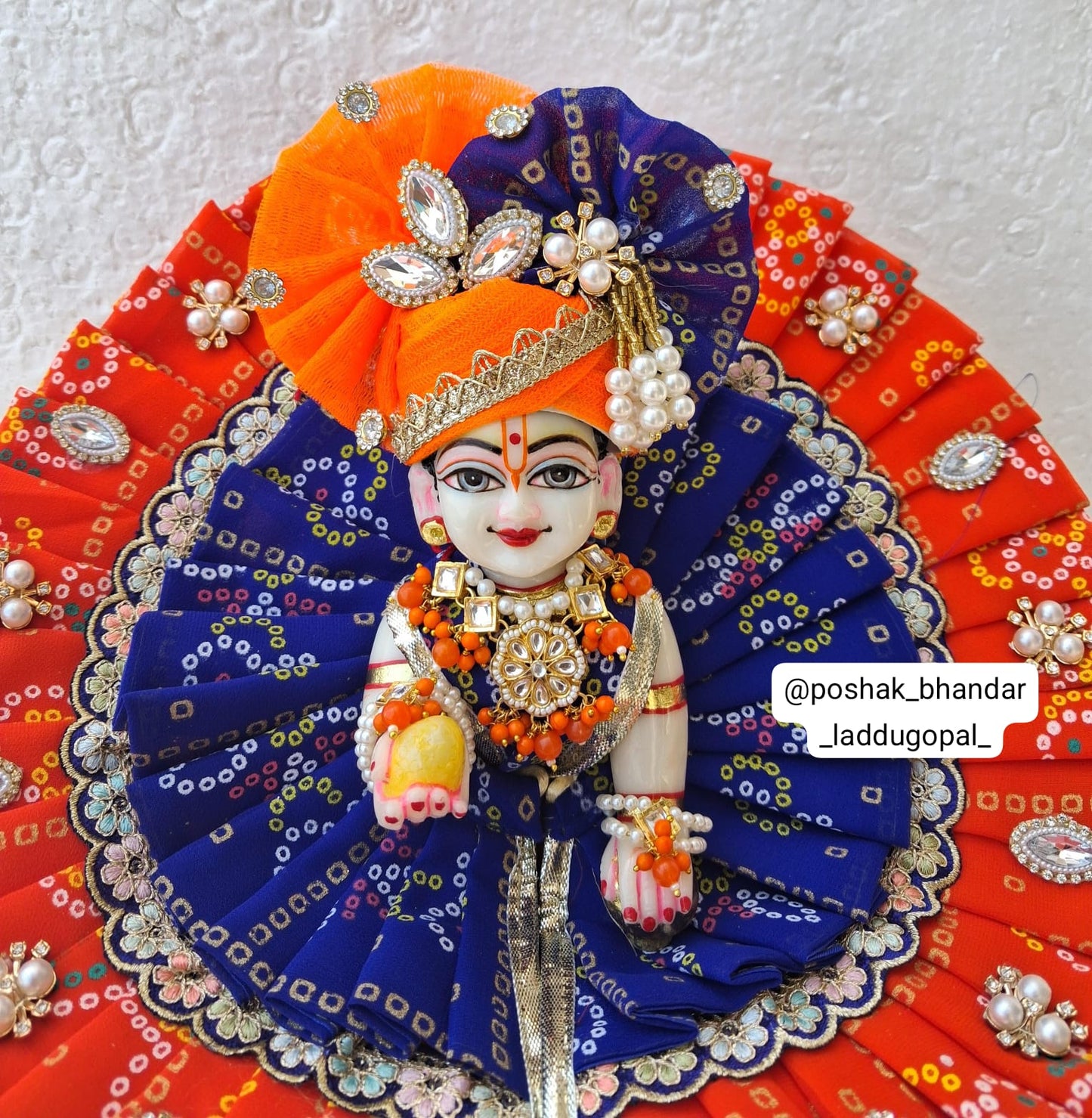 Orange- blue heavy dress with pagdi
