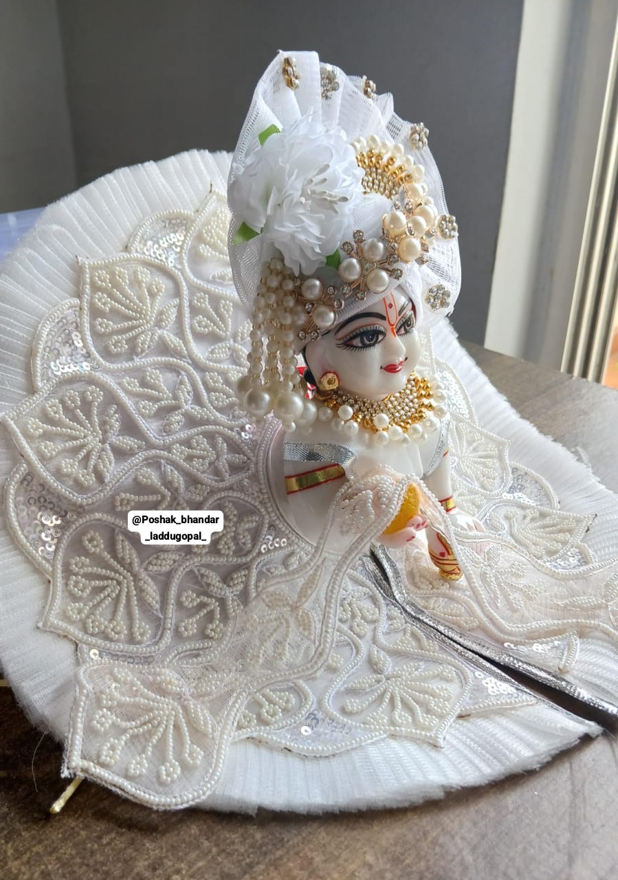 White handwork dress with pagdi and patka