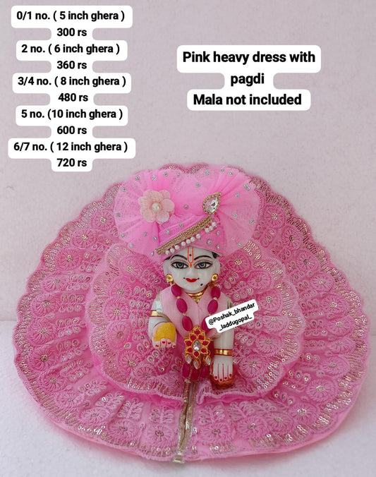 Pink heavy dress with pagdi