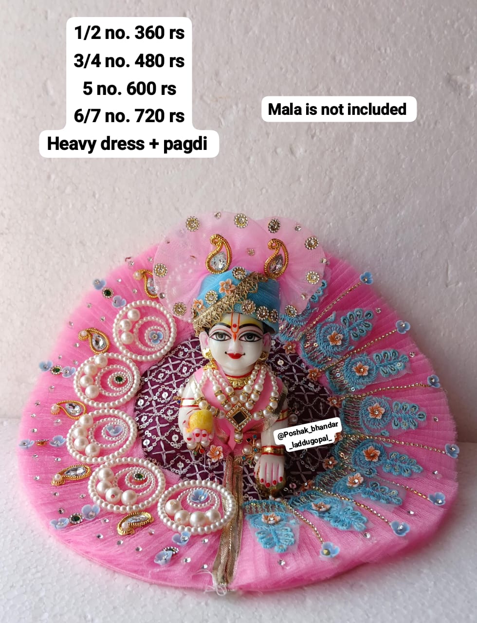 Heavy pink dress with pagdi