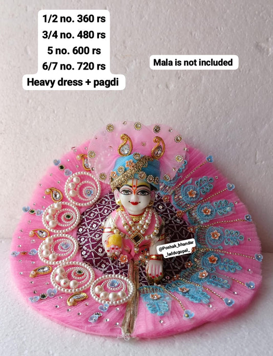 Heavy pink dress with pagdi