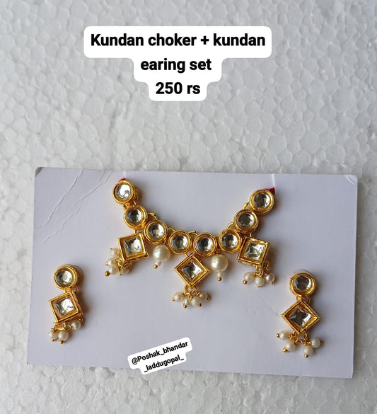 Kundan choker+Kundan earrings set