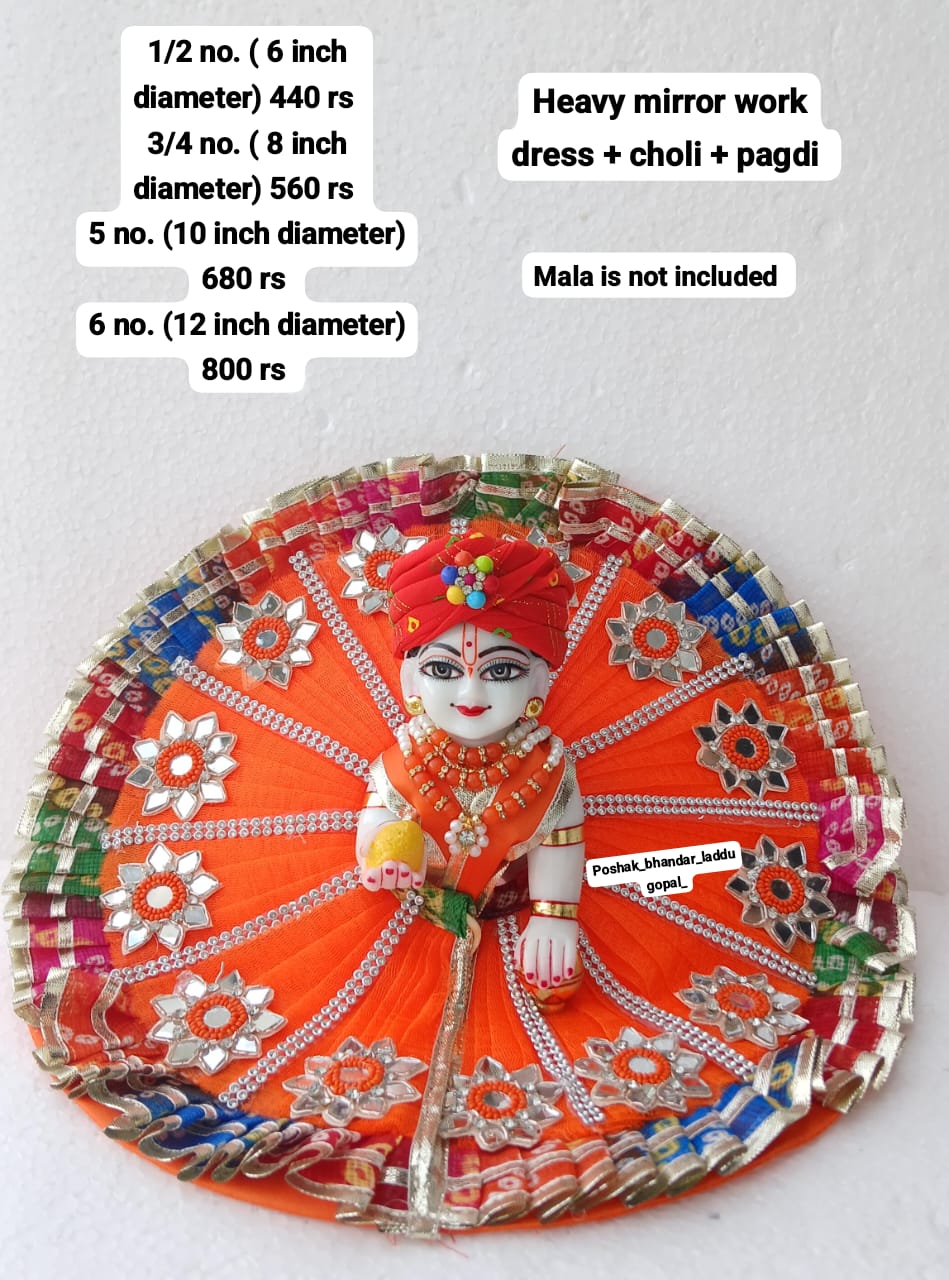 Orange Mirror work dress with pagdi