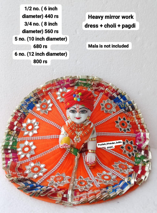 Orange Mirror work dress with pagdi