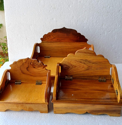 Foldable wooden Singhasan with gaadi set