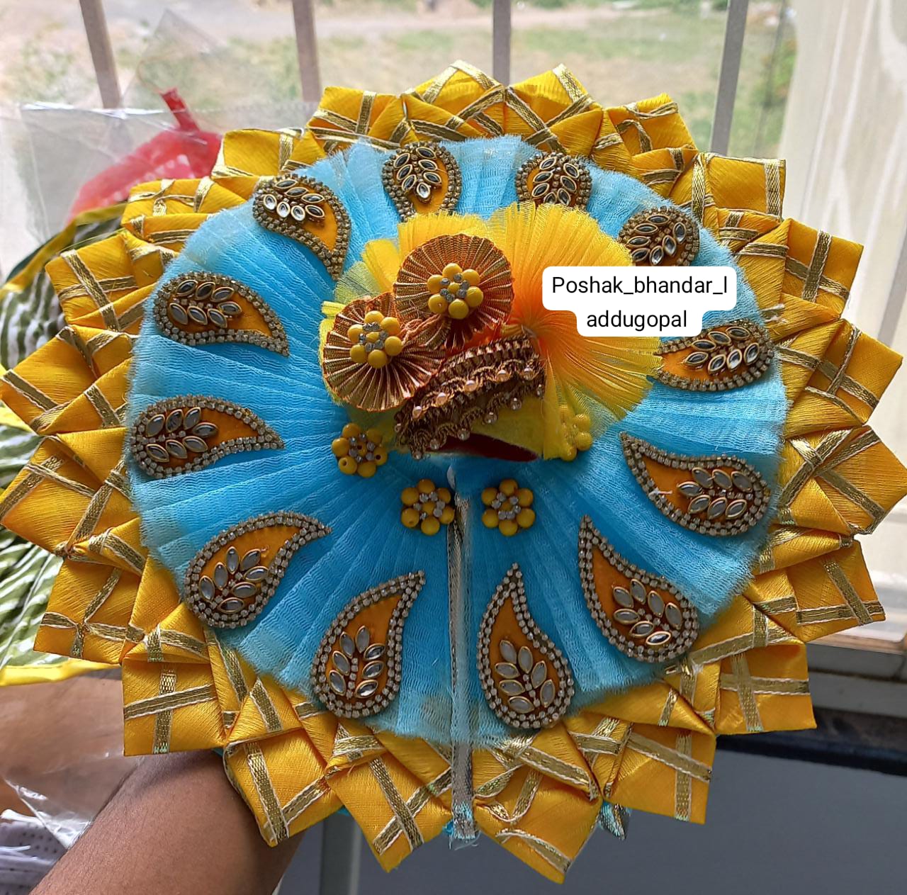 Yellow dress with pagdi