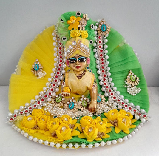 Green-yellow heavy dress Without pagdi