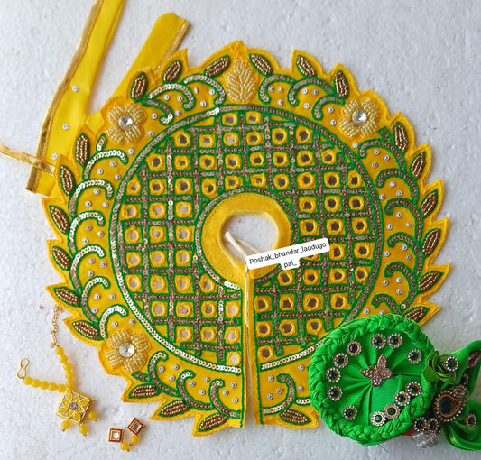 5 no. Heavy dress with pagdi and Mala +earring set