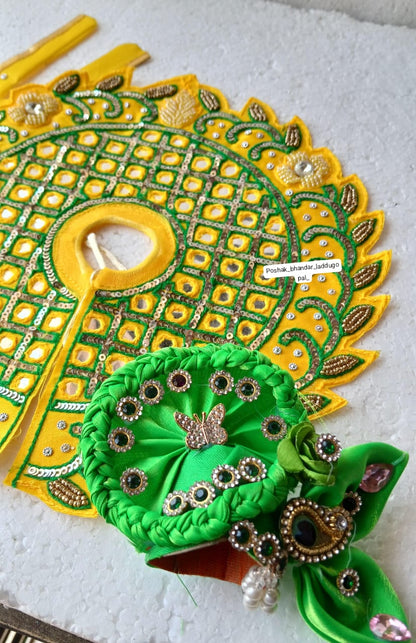 5 no. Heavy dress with pagdi and Mala +earring set