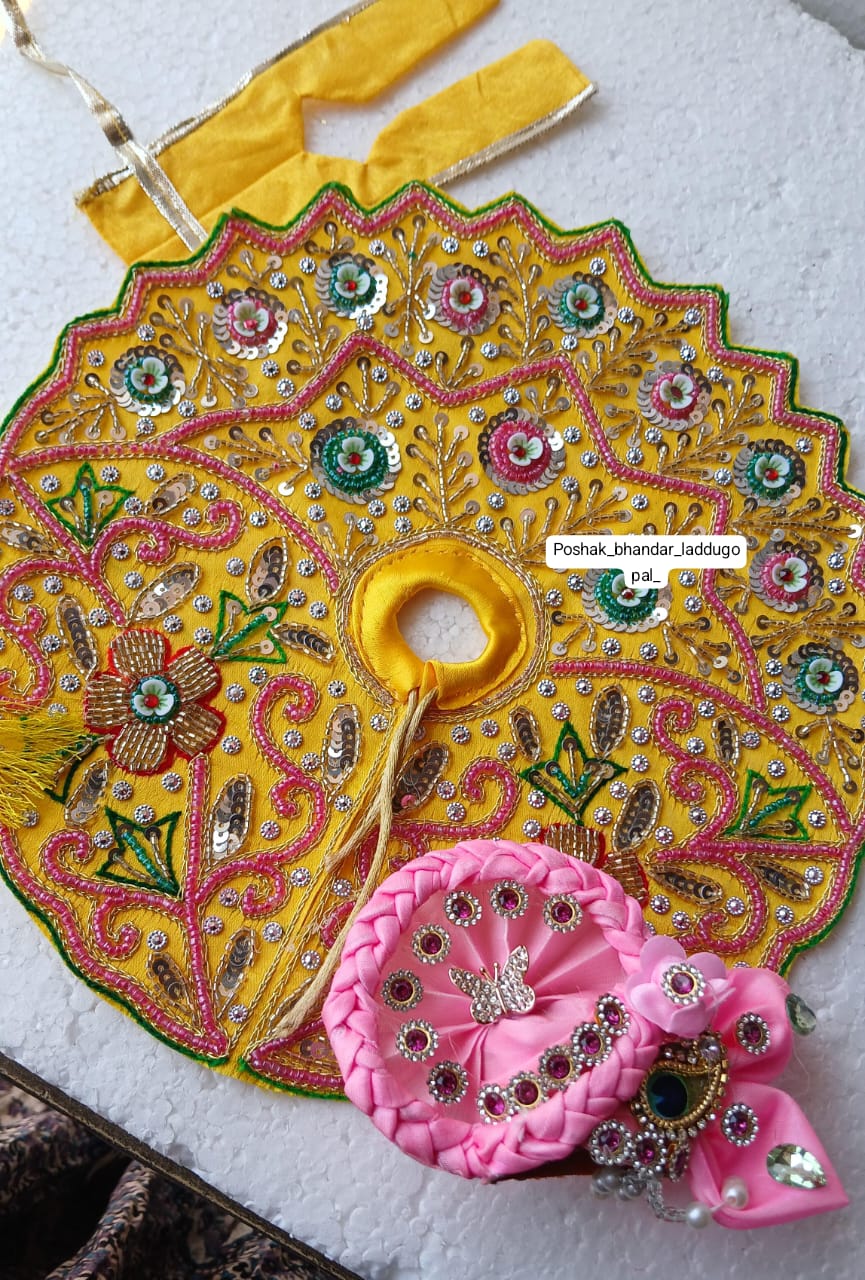 5 no. Yellow handwork dress with pagdi