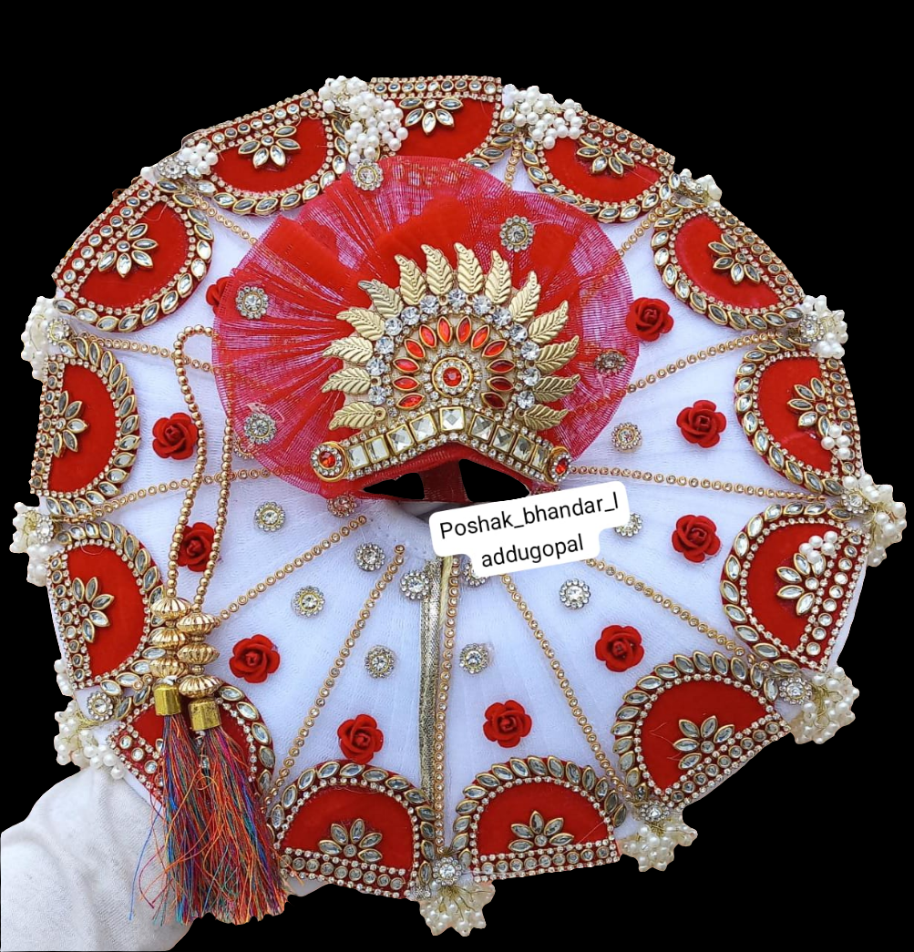 Heavy red- white dress with pagdi