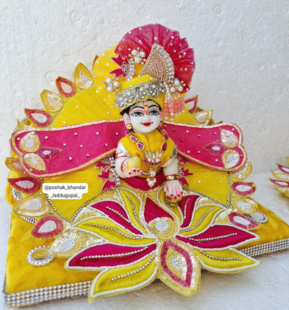 The lotus theme handwork dress with pagdi and patka