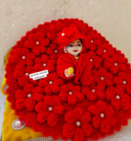 Flower Woolen dress with cap