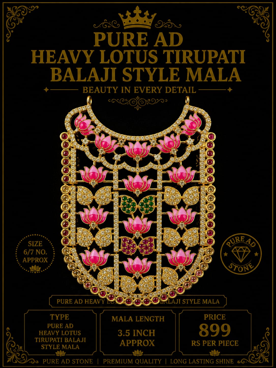 Pure ad heavy Tirupati baalji style mala