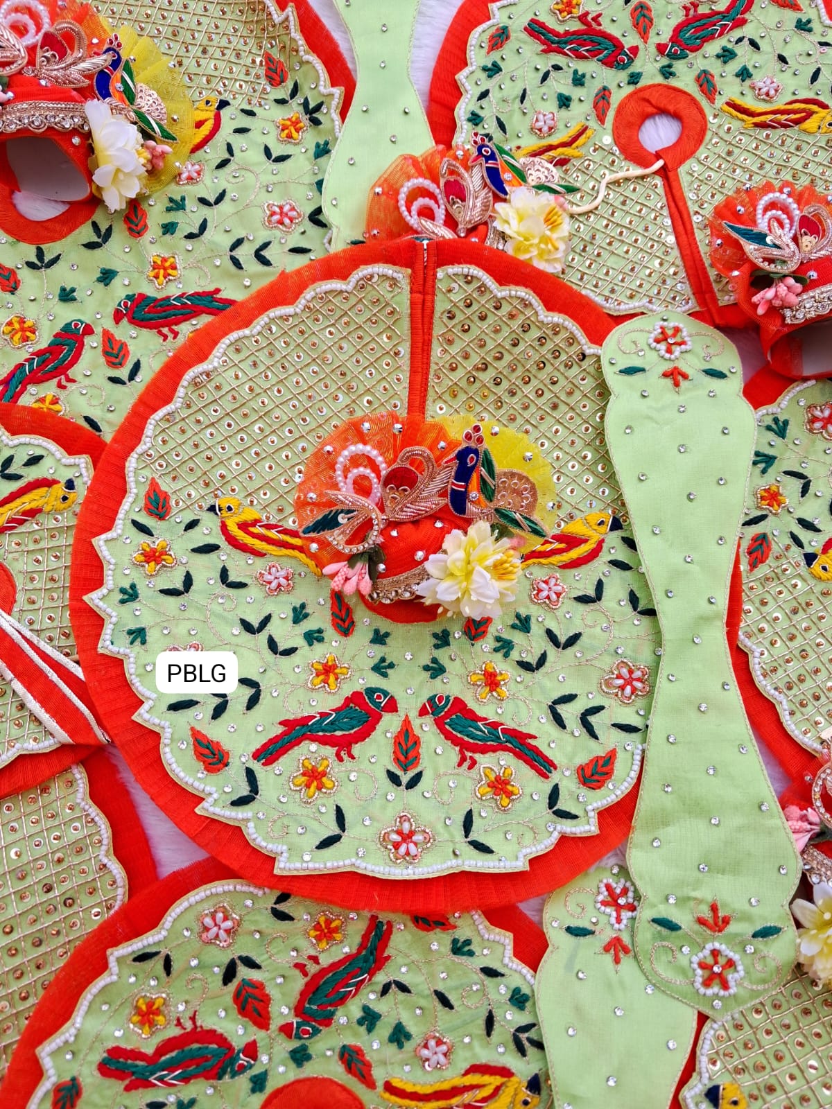 Parrot handwork dress with pagdi and patka
