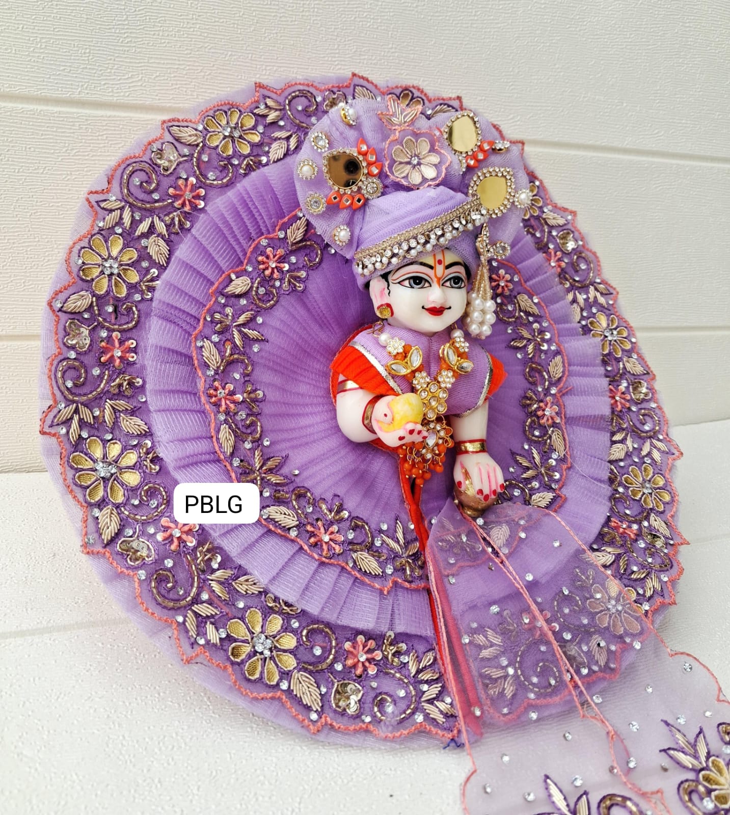 Purple handwork dress with pagdi and patka