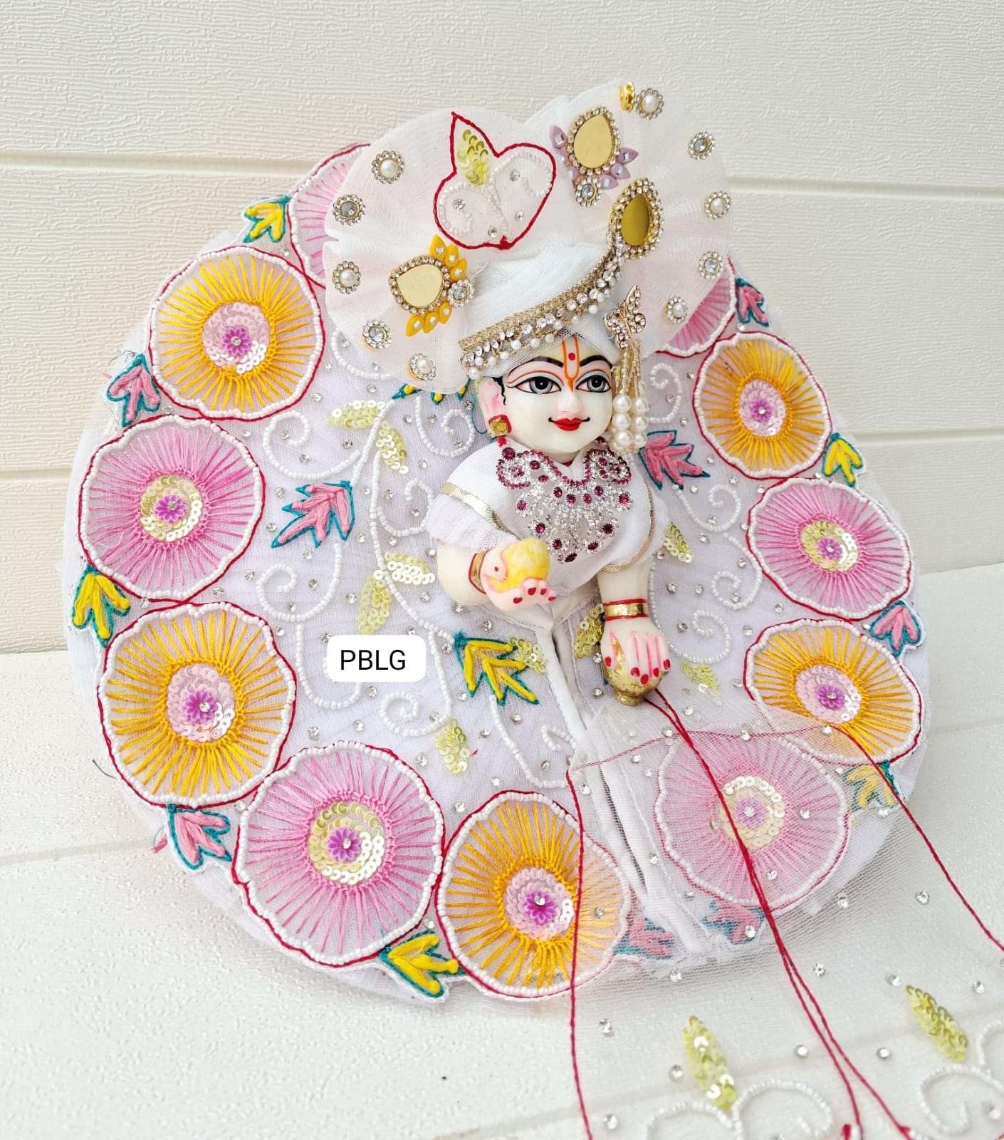 White handwork dress with pagdi and patka
