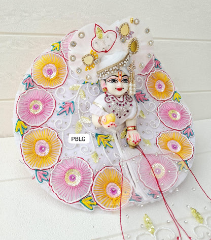 White handwork dress with pagdi and patka
