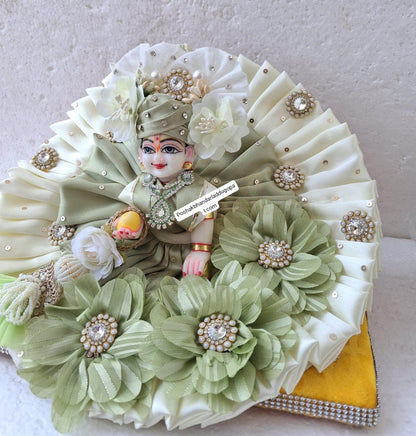 Pista colour heavy dress with pagdi and patka