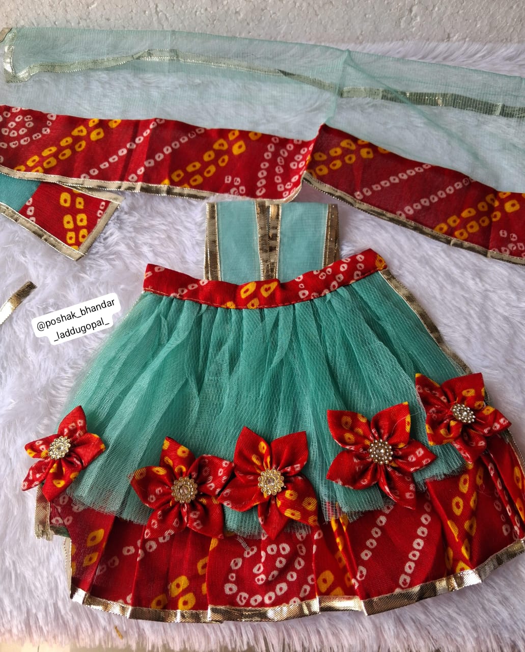 Sea green colour radhakrishna dress