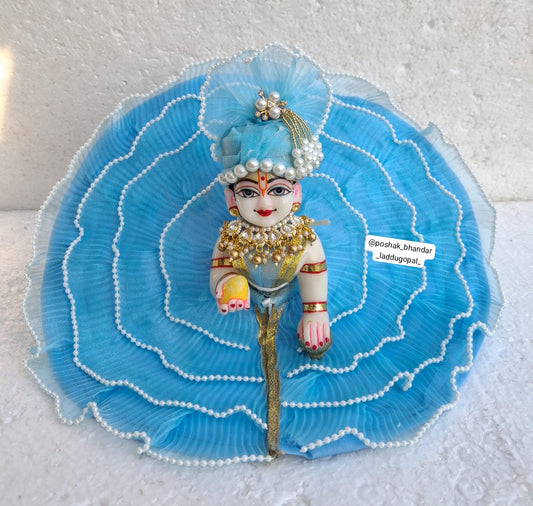 Sky blue net dress+pagdi 3/4/5/6 no.