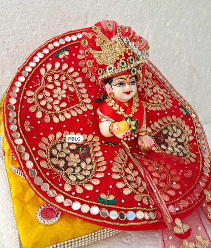 Red gota patti work dress with pagdi and patka Janmashtami special
