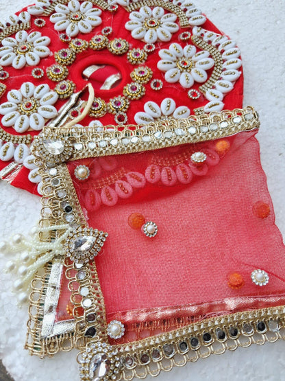 Red heavy dress with heavy duppata 3/4 no.