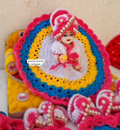 Multicoloured Woolen dress with pagdi look cap