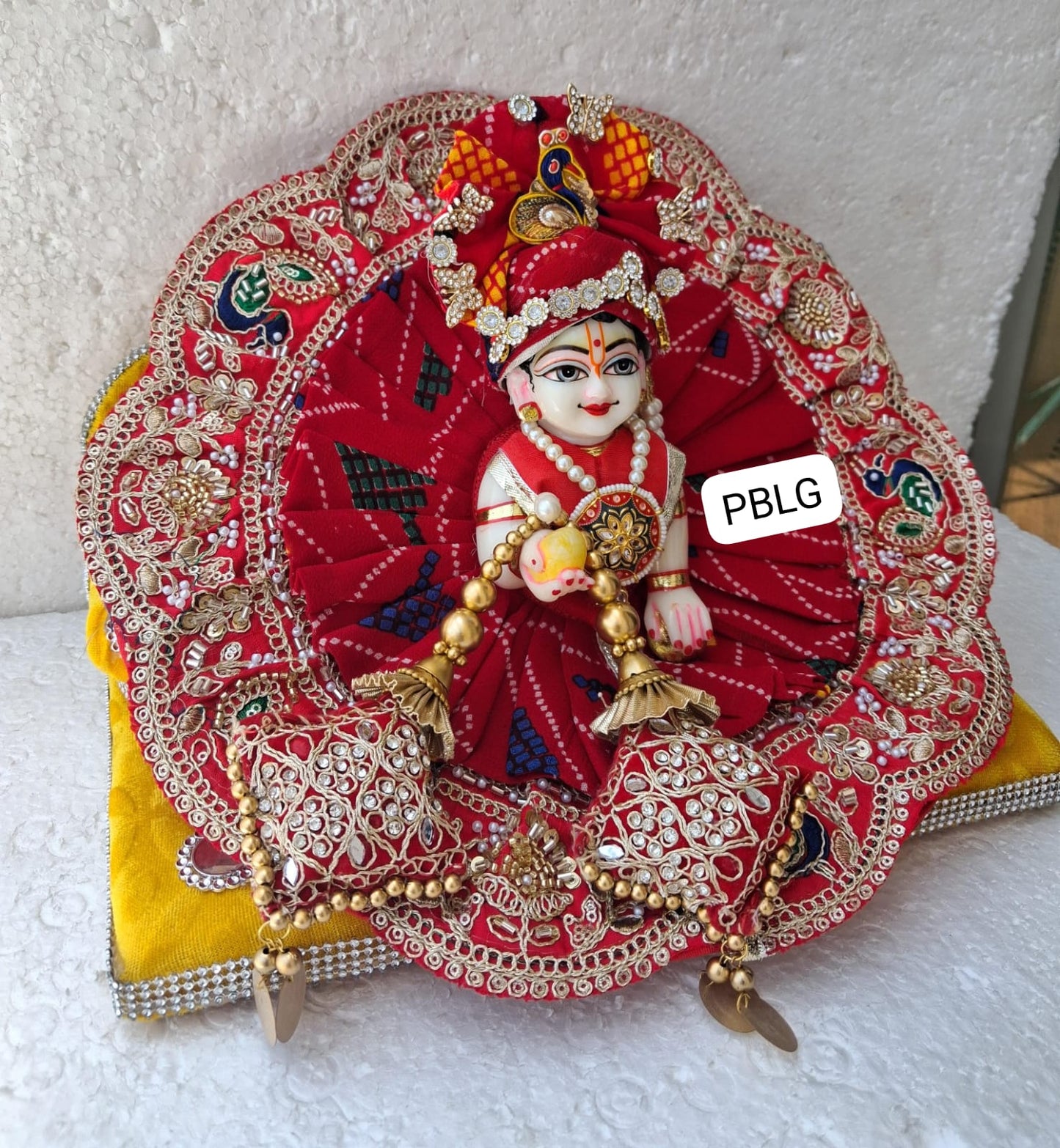 Red bandhini dress+pagdi+patka