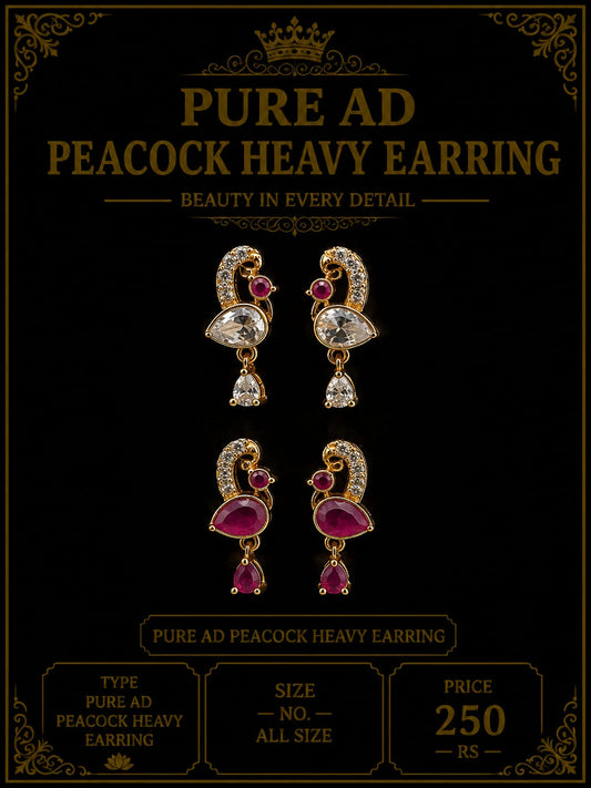 Pure ad heavy peacock earing