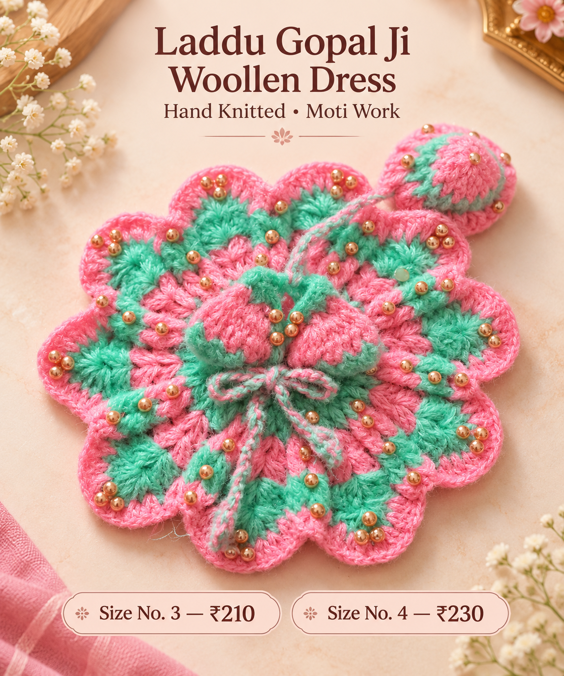 Moti Woolen poshak + cap ( 3/4 no. )